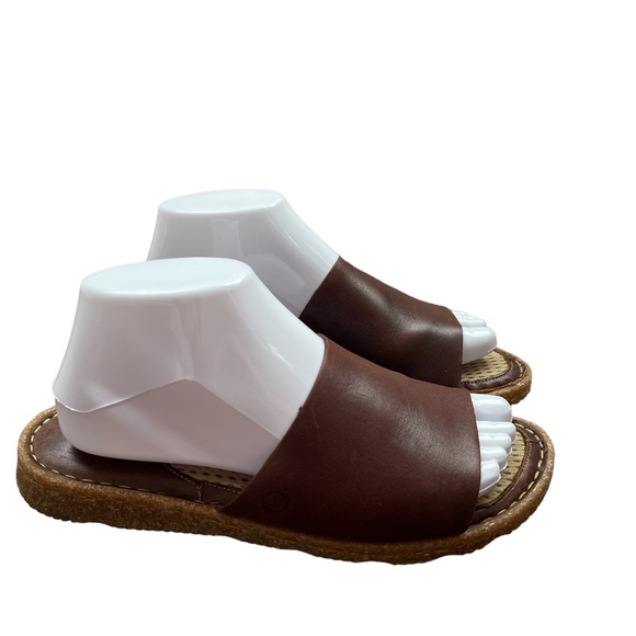 Born Shoes - BORN Brown Leather Sandals BR0024323 Women's US Size 8 EUR 39 Slides